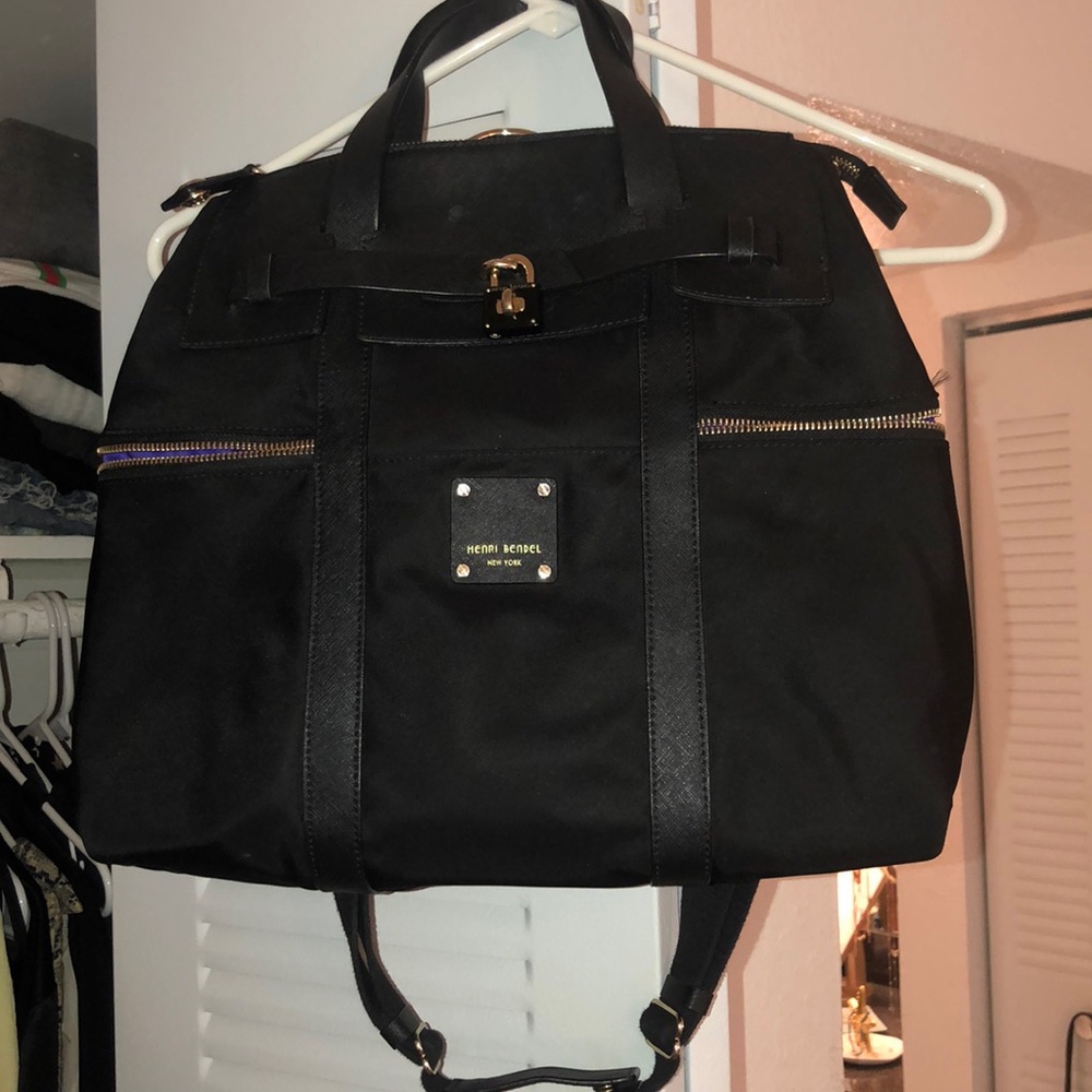 Black Henri Bendel Backpack .